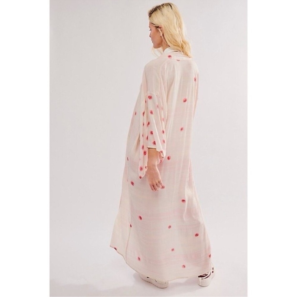 Free People Kimono‎ Laurel Canyon Printed Rose Duster Rayon OS NWOT